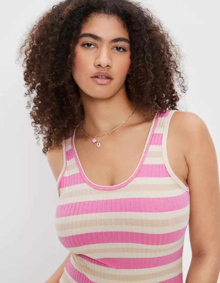 Robe Mi-longue American Eagle AE Nervuré Knit Rose Femme | BSX-91790327